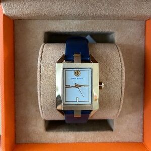 Tory Burch NWT Eleanor Blue Leather Strap Watch 19mm